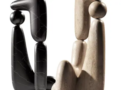 Modern abstract sculpture 2 material options 3D model