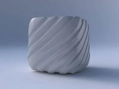 Vase quadratic stumpy with twisted smooth ribbons 3D print model