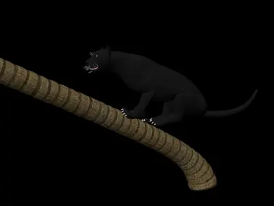 Black Panther Jumping on Plam Tree 3D model