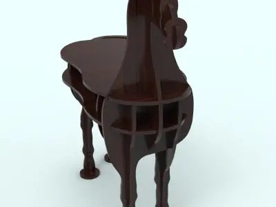 Wooden Horse Table 3d Model 3D model