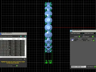 U Shaped Eternity Ring 3 point 1 mm stone size swiss 8 and EU48 3D print model