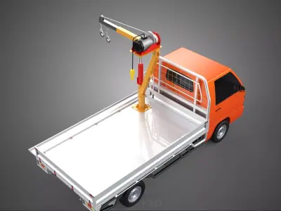 DROPSIDE FOLDING JIB CRANE HOIST MOTOR CRANK WINCH TRUCK PICKUP 3D model
