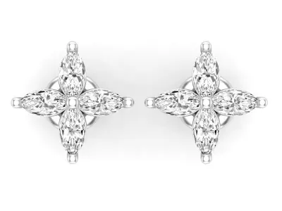 AV 669 Marquise Diamond Womens Flower Shaped Stud Earrings 3D print model