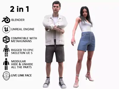 Mens and Womens Casual Outfits 3D Model Collection