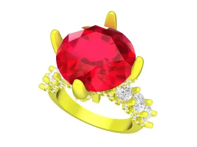 A7399 Luxury Diamond Engagement Ring 3D Print 3D print model