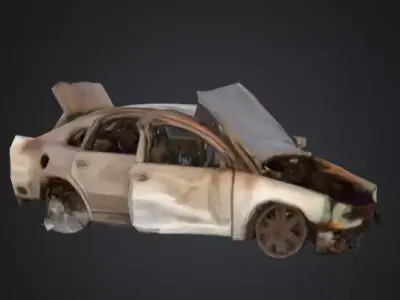 Rusty Junk Car Low-poly 3D model