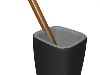 Modern Black Holder with Wood Stick Low-poly 3D model