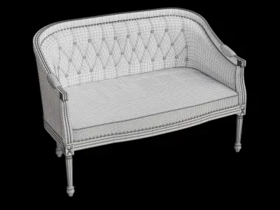Classical Tufted Fabric Loveseat 3D model