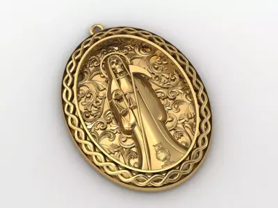  santa muerte holy death small size pendant 3D STL 3DM skull 3D print model