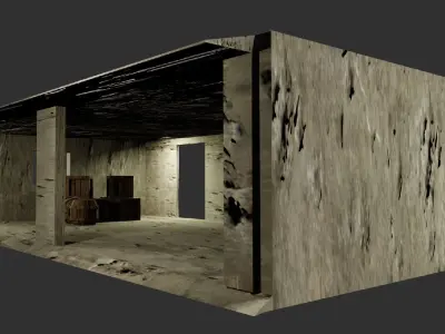 garage room with window and door 3D model