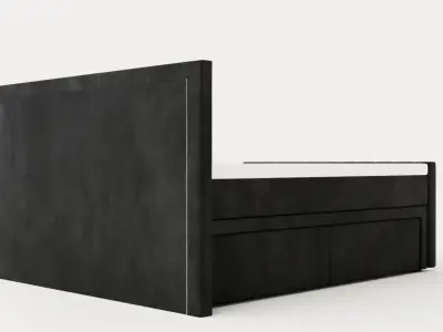 Franco Bed Package 160x200 Led Lighting Black Artificial Leather Low-poly 3D model
