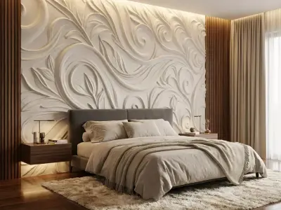 modern panel wall decor set relief stl mural CNC 170 3D model
