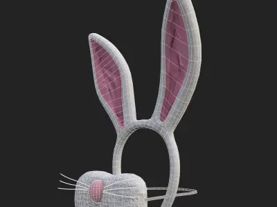 Bunny Attire Ears and Nose Low-poly 3D model