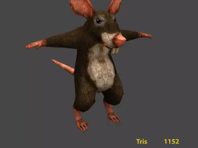 3d Rat Low-poly 3D model