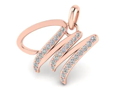 Pendant Alphabet Letter M Diamond 3D print model