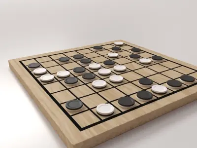 Reversi board game - go 3D model