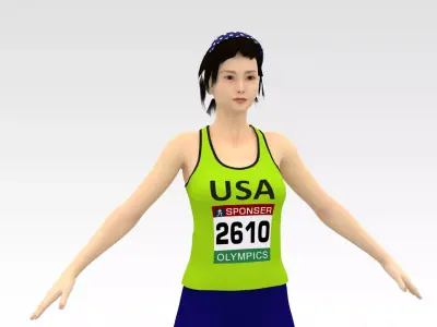 2 Female Track Athletes Collection 3D Model Pack
