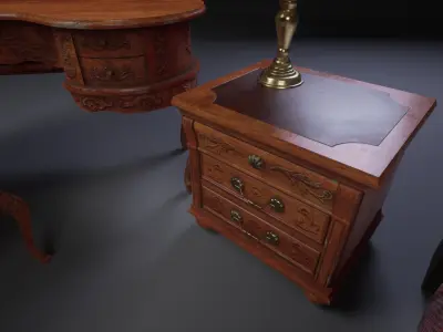 Unreal Engine 5 - Rustic bedroom furniture Low-poly 3D model