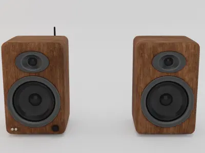 Speaker two wooden speakers Low-poly 3D model
