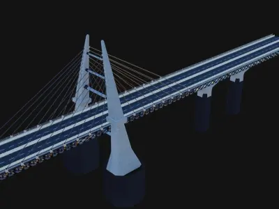 Modern Bridge - Cable stayed type  3D model