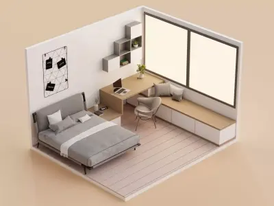 Bedroom isometric interior  3D model