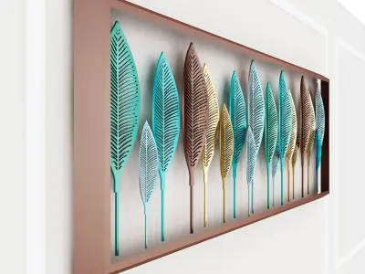 Metal stainless plants with gold M 19 3D model