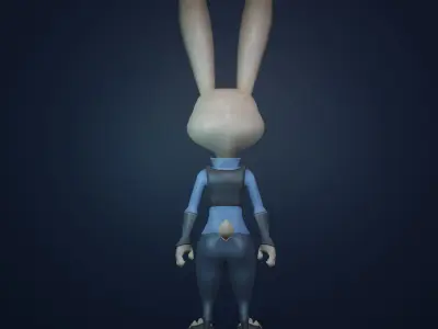 Cartoon Rabbit character Low-poly 3D model