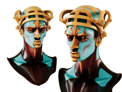 Abstract Metallic Character Bust 3D model