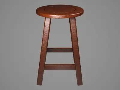 Medium Round Stool Dark Wood Low-poly 3D model