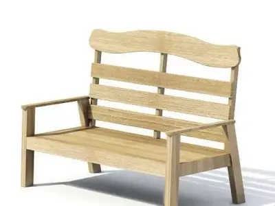 Wooden Garden Bench 3D model
