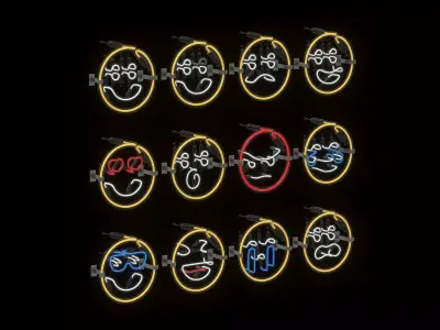 Neon Emojis 3D model