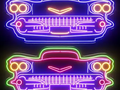 Cadillac Neon Sign 3D model