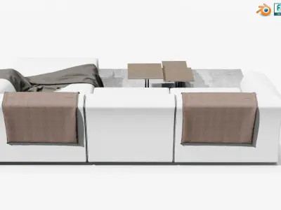 Beautiful Sofa Couch for interior design with tables 3D model