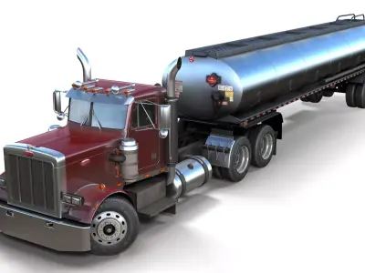 Peterbilt 359 fuel trailer Low-poly 3D model