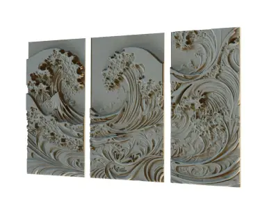 mural decor set wall panel 24 3D model