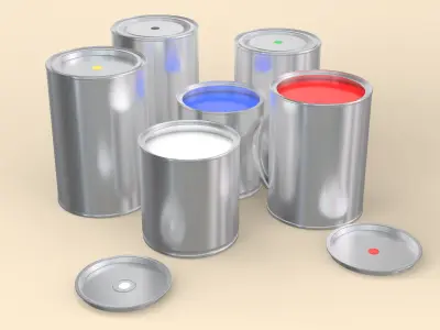 Paint Cans Set 3D model