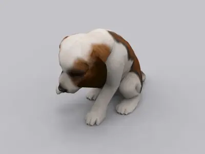 animated dog Low-poly 3D model