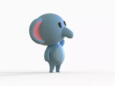 Little Funny Elephant Animated Low-poly 3D model