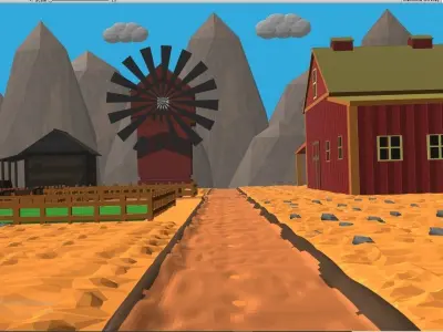 Field farm  Free low-poly 3D model