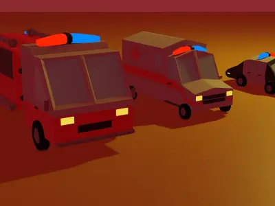 Low poly  emergency vehicles Free low-poly 3D model