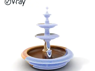 Elegant Tiered Fountain Model Pack Low-poly 3D model