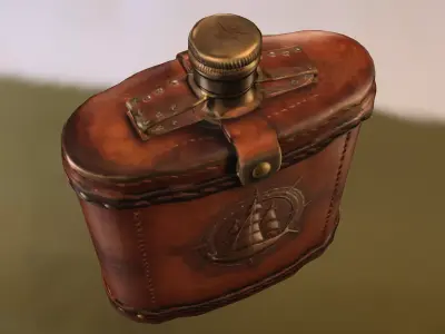 Vintage Nautical Flask Low-poly 3D model