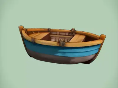 Painted Wooden Boat 1 Free low-poly 3D model