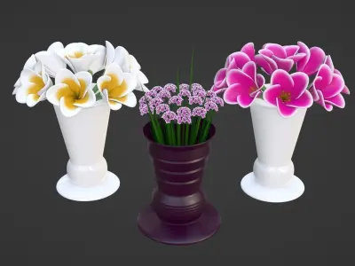 Decor bouquet of flowers in a vase 3D Model Collection