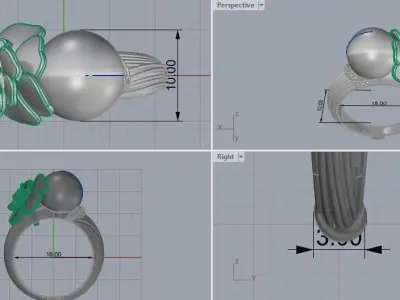Pearl effect ring 3D print model