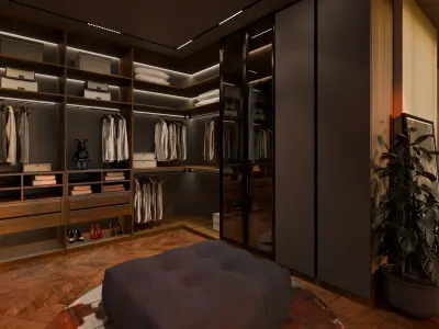 Walk In Closet Wardobe Contemporer Blender-Fbx-Obj 3D model