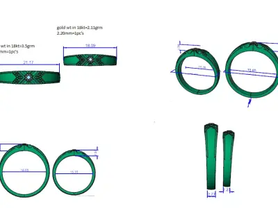 X-Pattern Diamond Ring Design Luxury Detailed Band 3DM and STL  3D print model