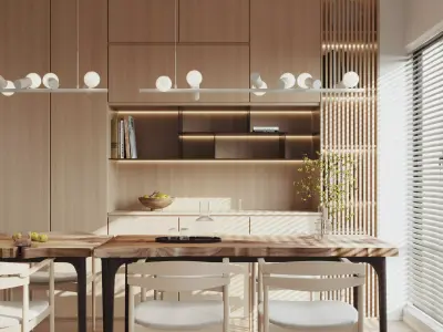 Modern living room dining room interior scenes 556 3D model