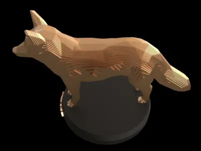 Parametric Red Fox Low-poly 3D model