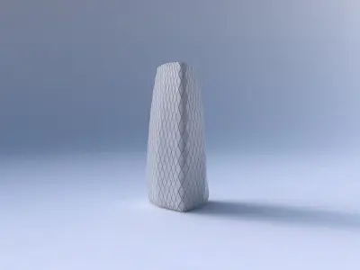 Vase curved tipping triangle with diagonal grid plates 3D print model